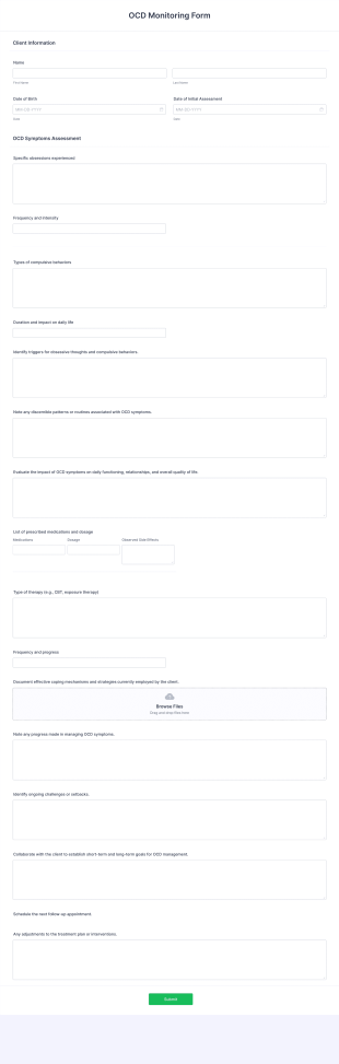 OCD Monitoring Form Template