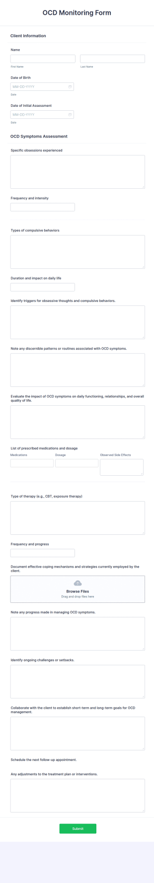 OCD Monitoring Form Template