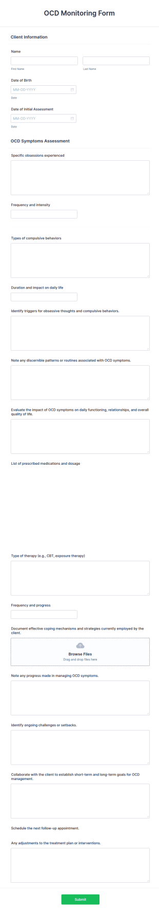 OCD Monitoring Form Template