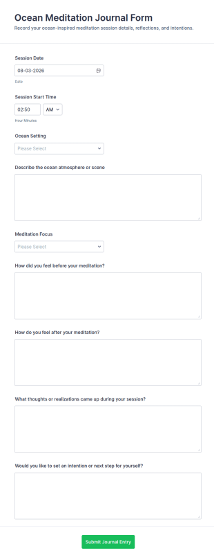 Ocean Meditation Journal Form Template