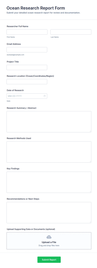 Ocean Research Report Form Template
