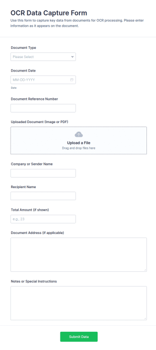 OCR Data Capture Form Template