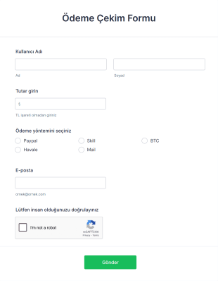 Ödeme Çekim Form Template