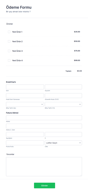 Ödeme Form Template