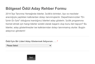 Ödül Aday Form Template
