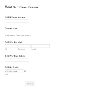 Ödül Sertifikası Form Şablonu
