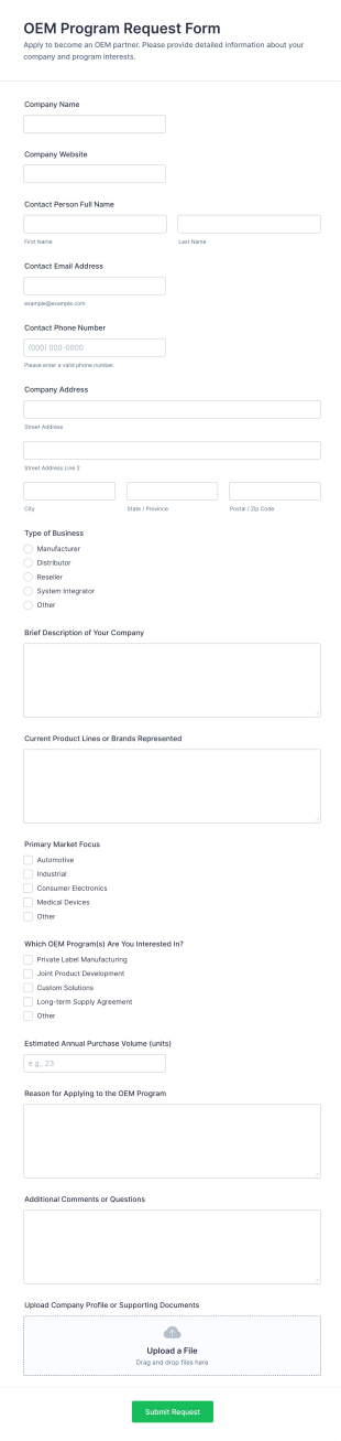 OEM Program Request Form Template