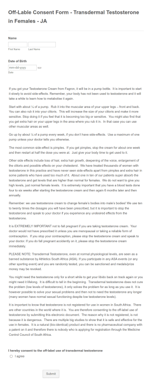 Off Label Consent Form Template