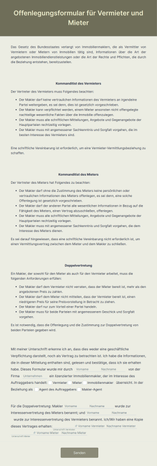Offenlegungsformular Für Vermieter Und Mieter