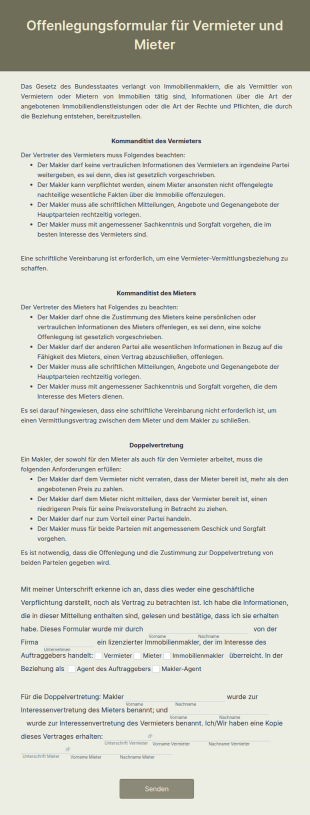 Offenlegungsformular Für Vermieter Und Mieter