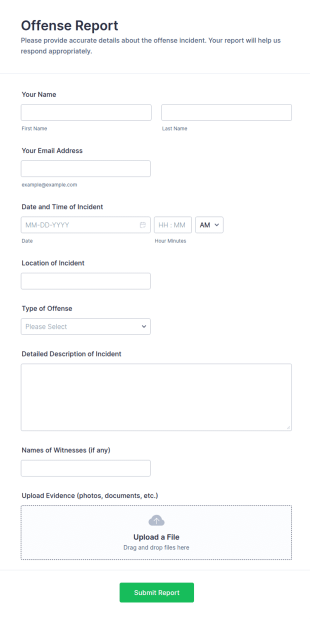 Offense Report Form Template