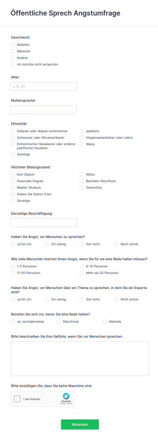 Öffentliche Sprech Angstumfrage