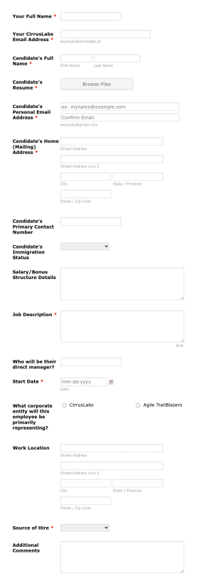 Offer Letter Submission Form Template