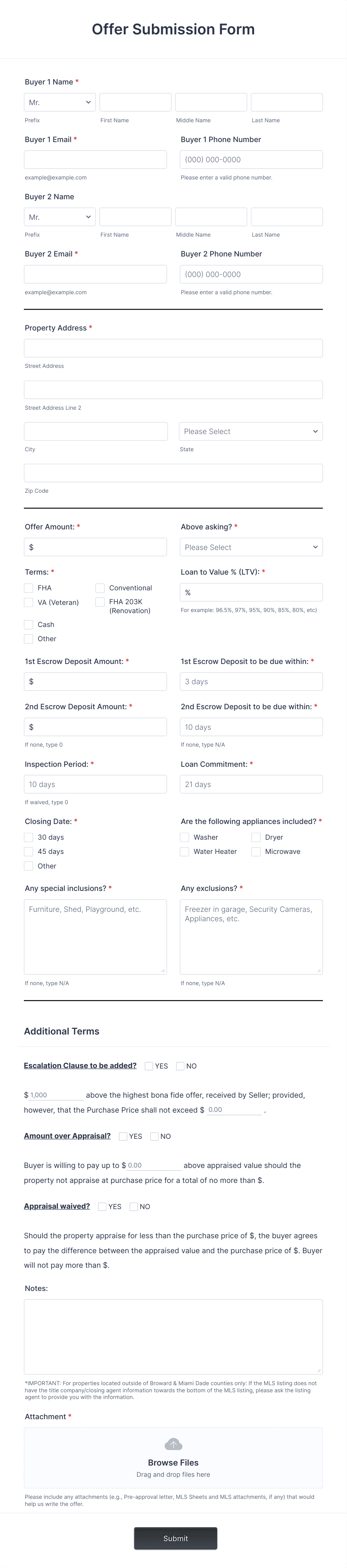 Offer Submission Form for Buyer Agents Form Template | Jotform
