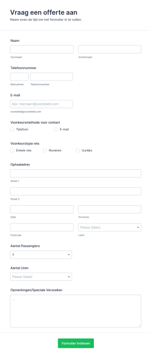 Offerte Aanvraagformulier
