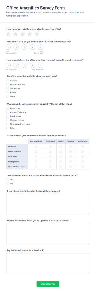 Office Amenities Survey Form Template