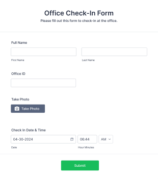 Office Check In Form Template