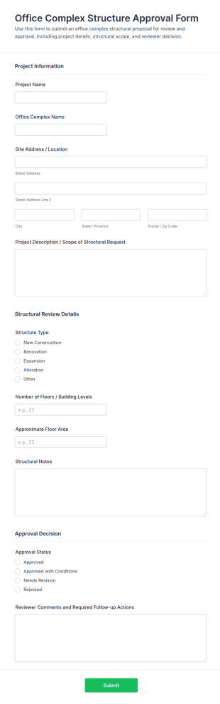Office Complex Structure Approval Form Template