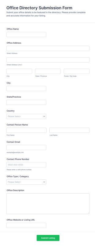 Office Directory Submission Form Template