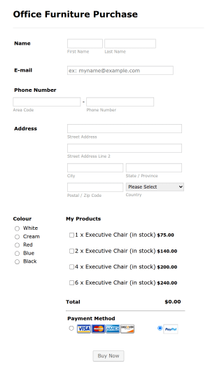 Office Furniture Purchase Form Template