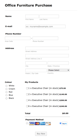 Office Furniture Purchase Form Template