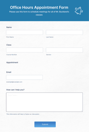 Office Hours Appointment Form Template