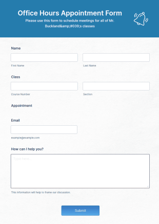 Office Hours Appointment Form Template