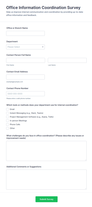 Office Information Coordination Survey Form Template
