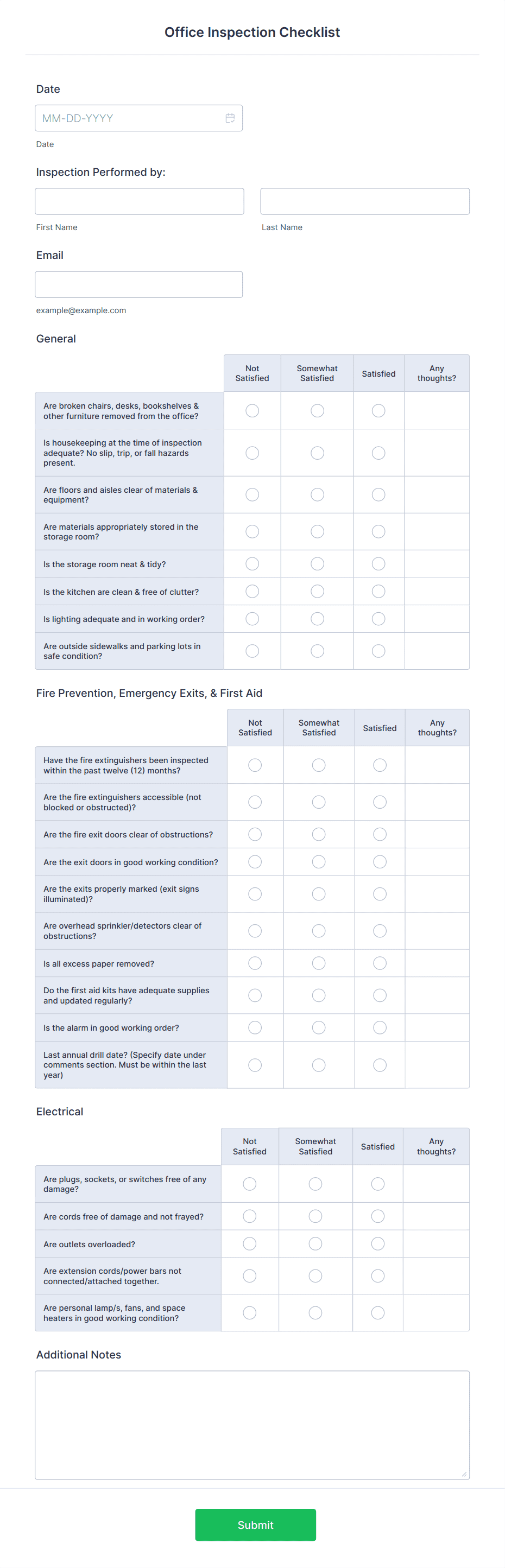 Office Inspection Checklist Form Template | Jotform