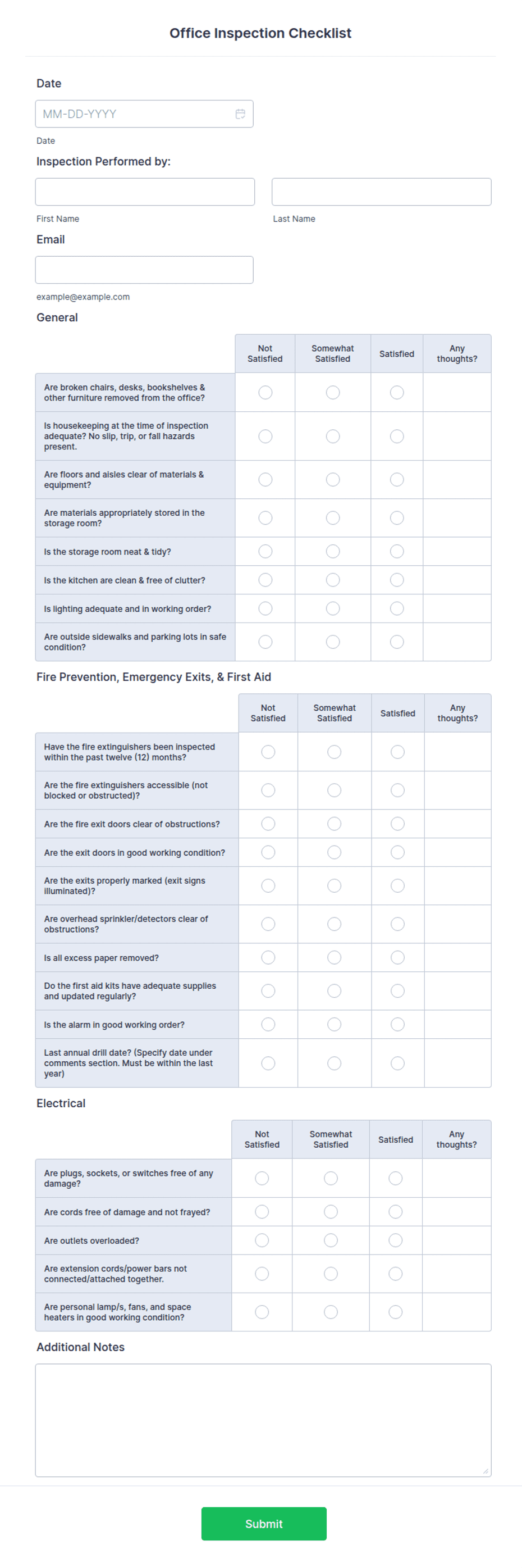 Office Inspection Checklist Form Template | Jotform