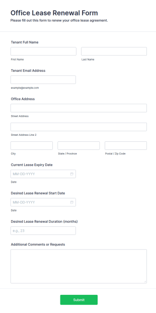 Office Lease Renewal Form Template