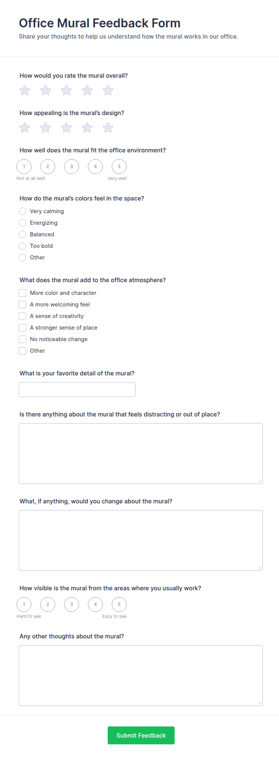Office Mural Feedback Form Template | Jotform