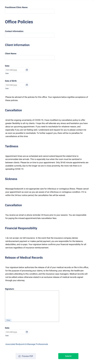 Office Policy Template Form Template
