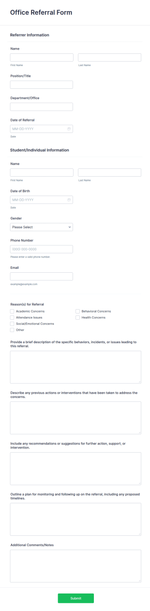 Office Referral Form Template