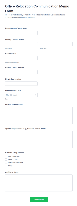 Office Relocation Communication Memo Form Template