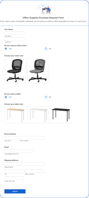 Office Supplies Purchase Request Form Template