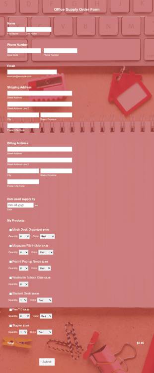 Office Supply Order Form Template