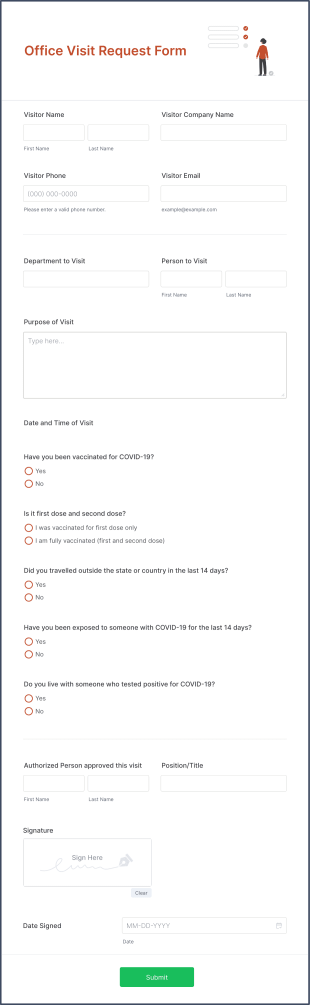 Office Visit Scheduling Form Template