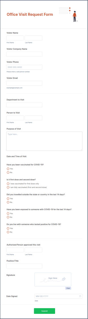 Office Visit Scheduling Form Template