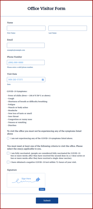Office Visitor Form Template