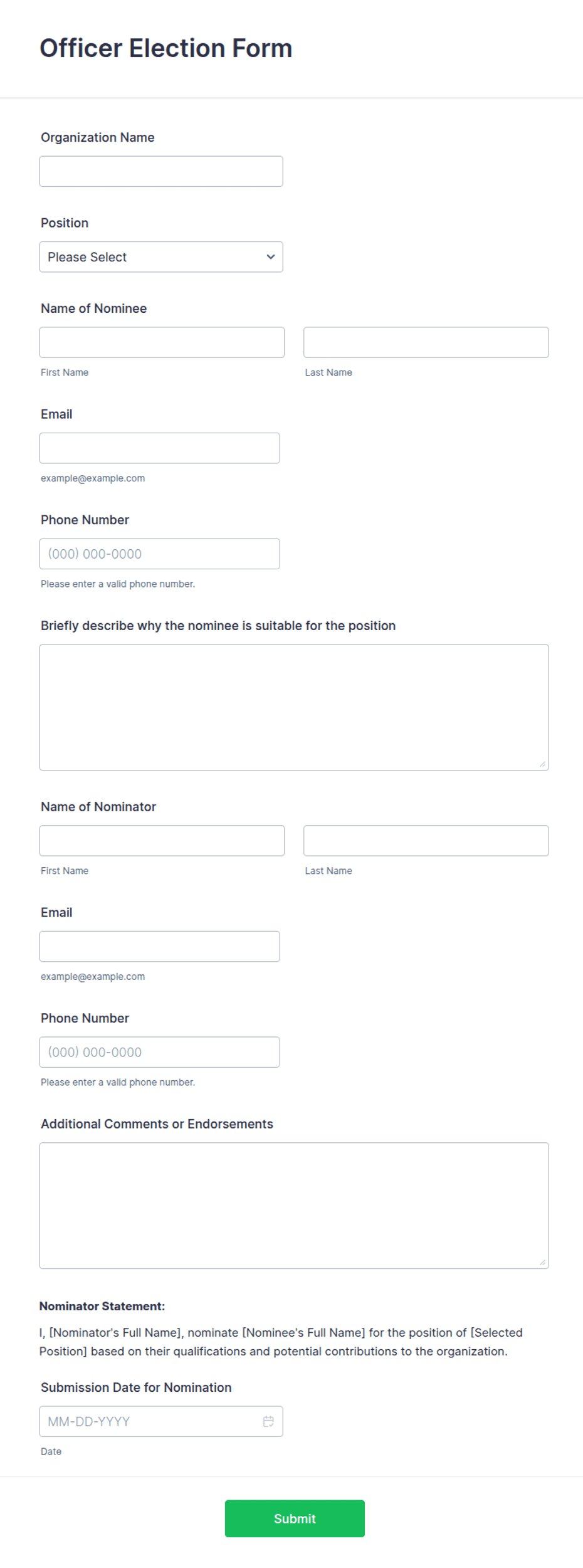 Election Ta Form.pdf Officer Election Form Template | Jotform