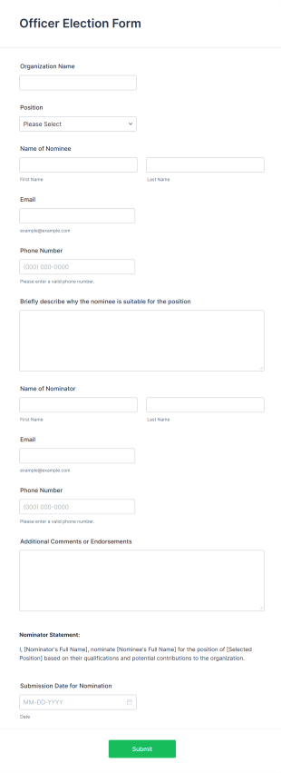 Officer Election Form Template
