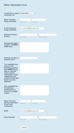 Officer Nomination Form Template