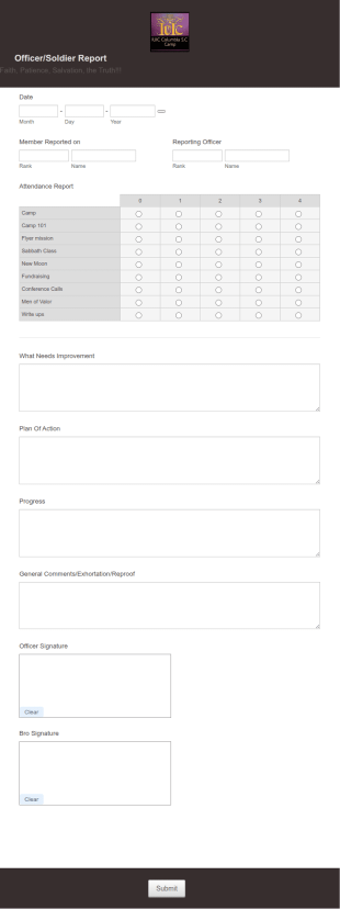 OfficerSoldier Report Form Template