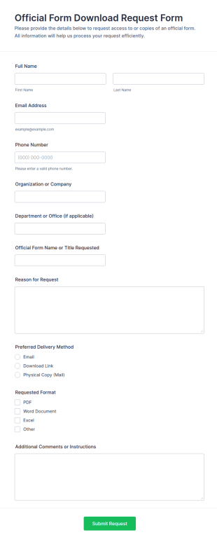 Official Form Download Request Form