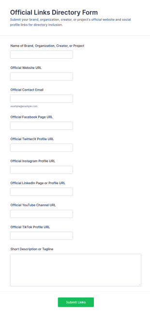 Official Links Directory Form Template