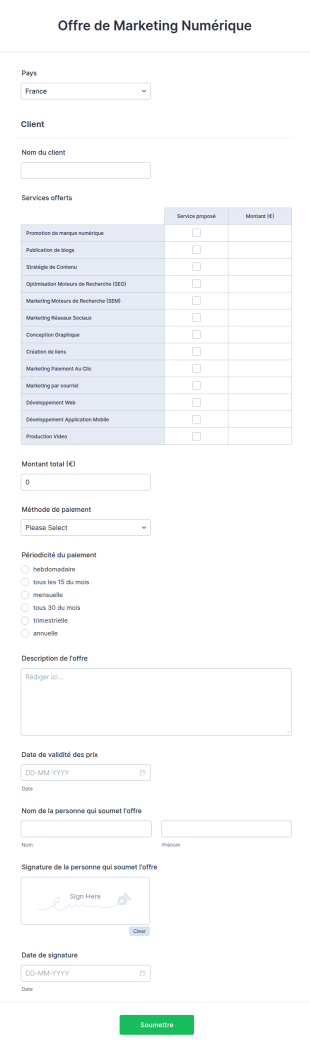 Offre De Marketing Numérique