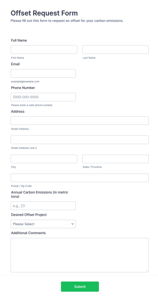 Offset Request Form Template