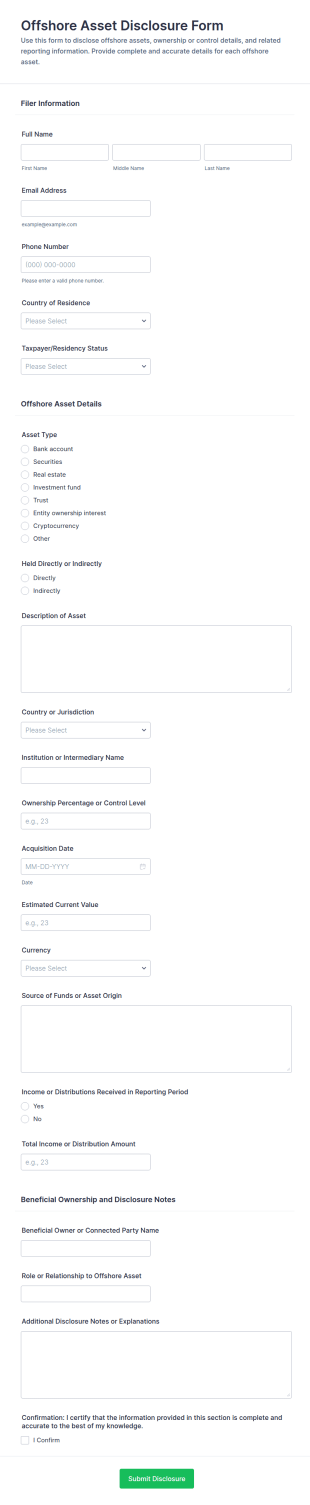Offshore Asset Disclosure Form Template