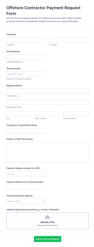 Offshore Contractor Payment Request Form Template